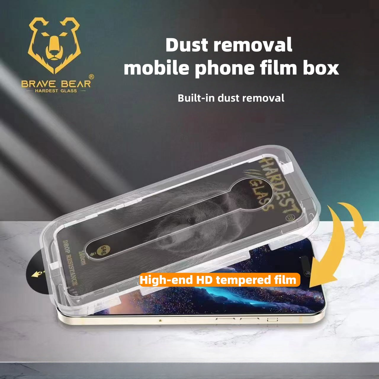 High-end mobile phone tempered glass, dust removal instant stick box, built-in dust removal function, easy to install, HD/28° anti-peek