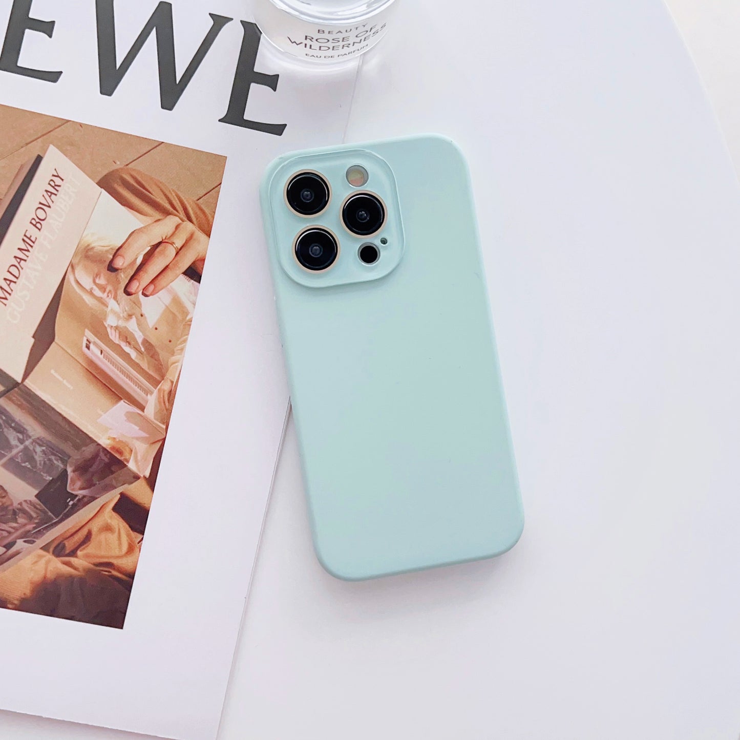 High-end liquid small window mobile phone case, no logo, washable, durable, no yellowing, lens protection liquid small window no logo