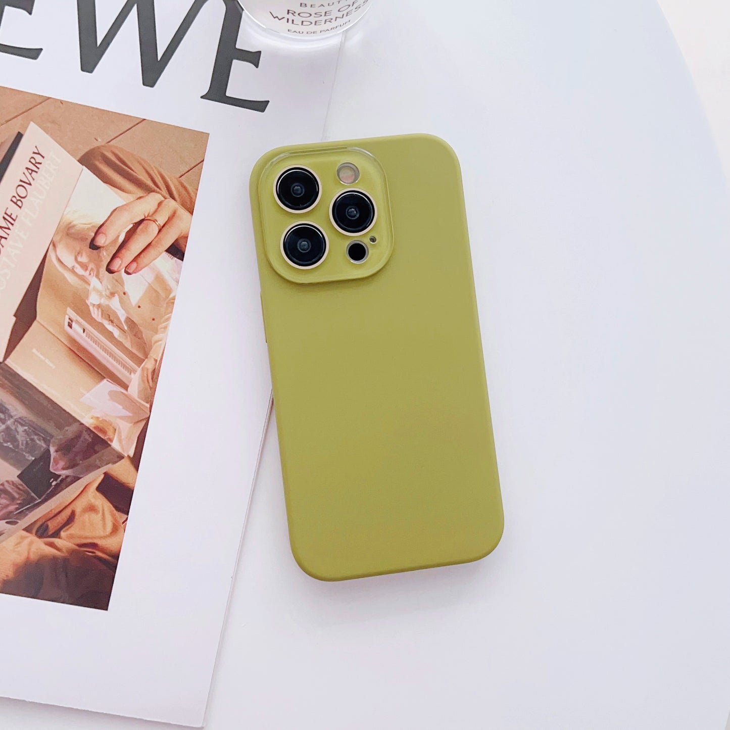 High-end liquid small window mobile phone case, no logo, washable, durable, no yellowing, lens protection liquid small window no logo